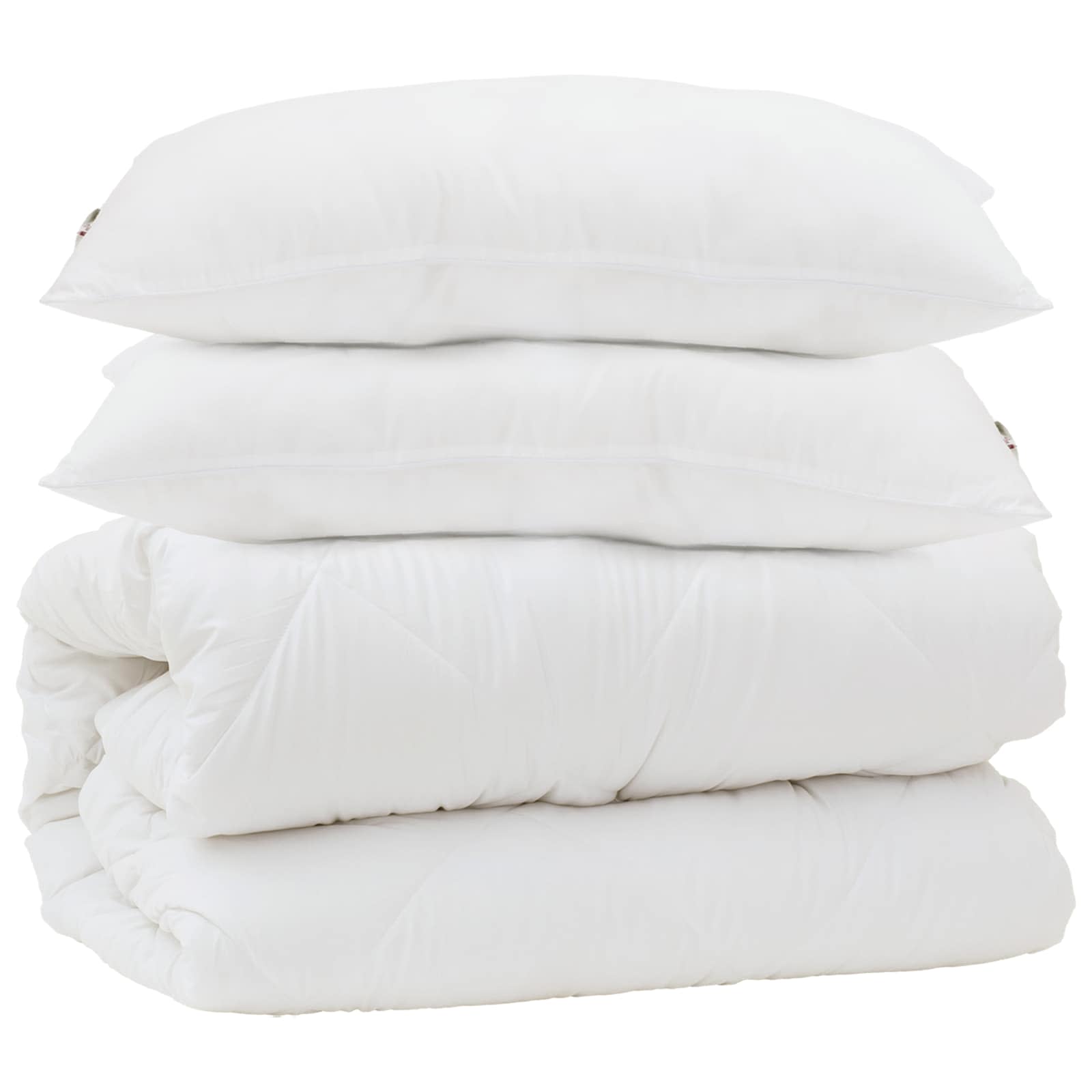 Piumone con cuscino 3 pcs Bianco Microfibra