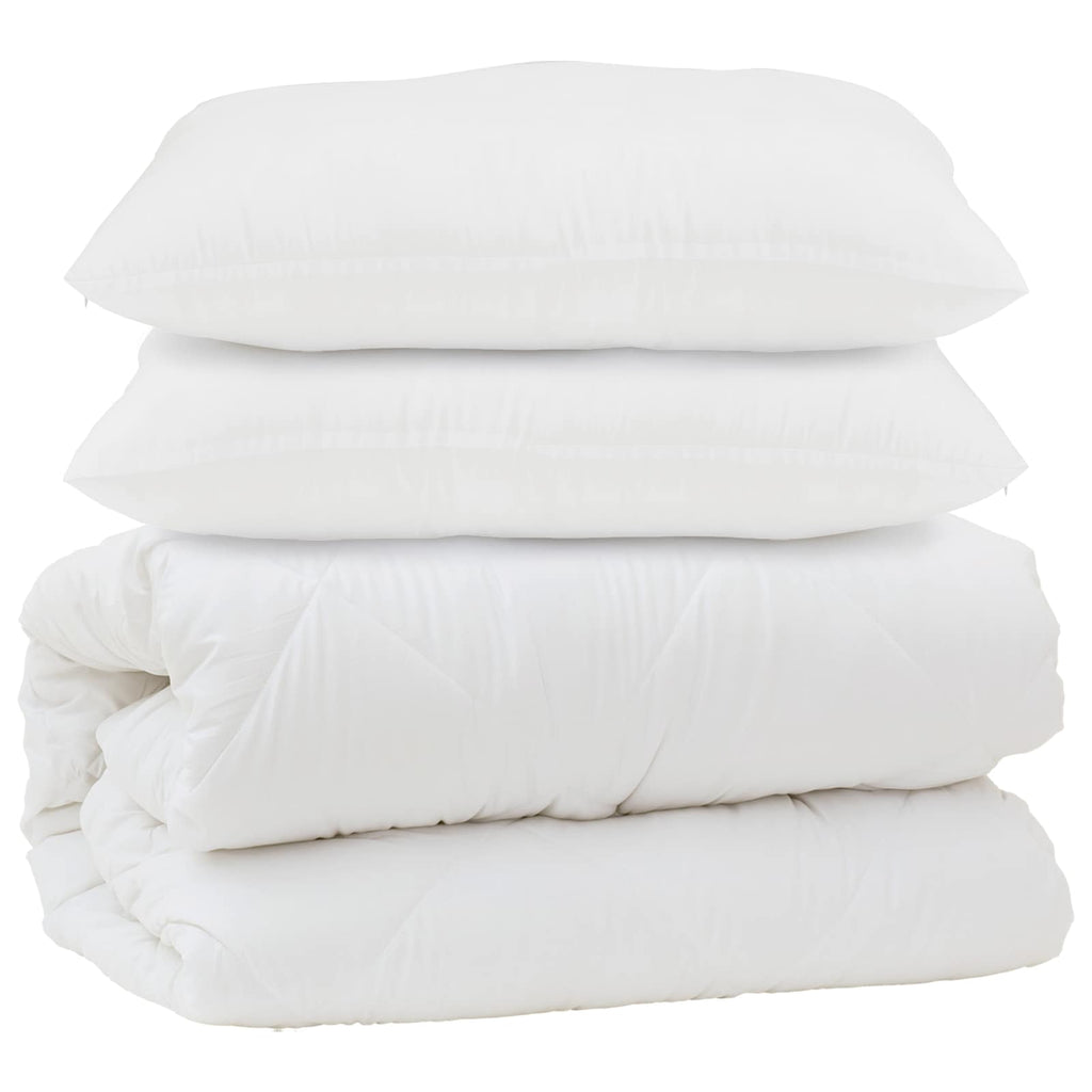 Piumone con cuscino 3 pcs Bianco Microfibra