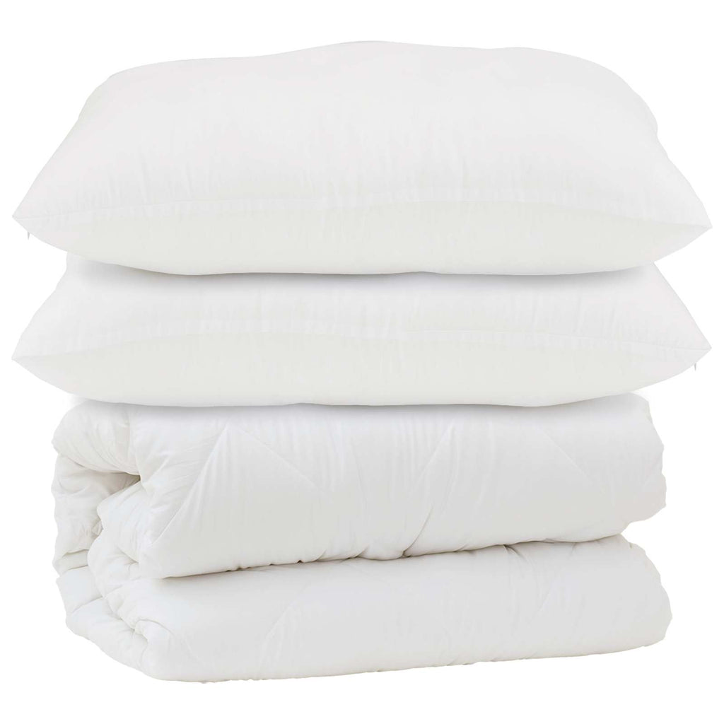 Piumone con cuscino 3 pcs Bianco Microfibra