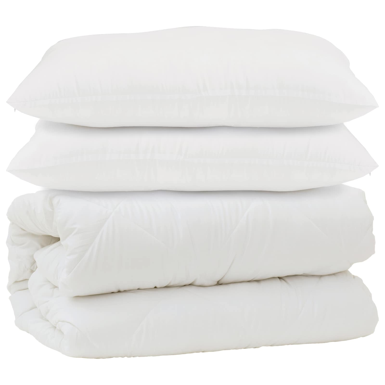 Piumone con cuscino 3 pcs Bianco Microfibra