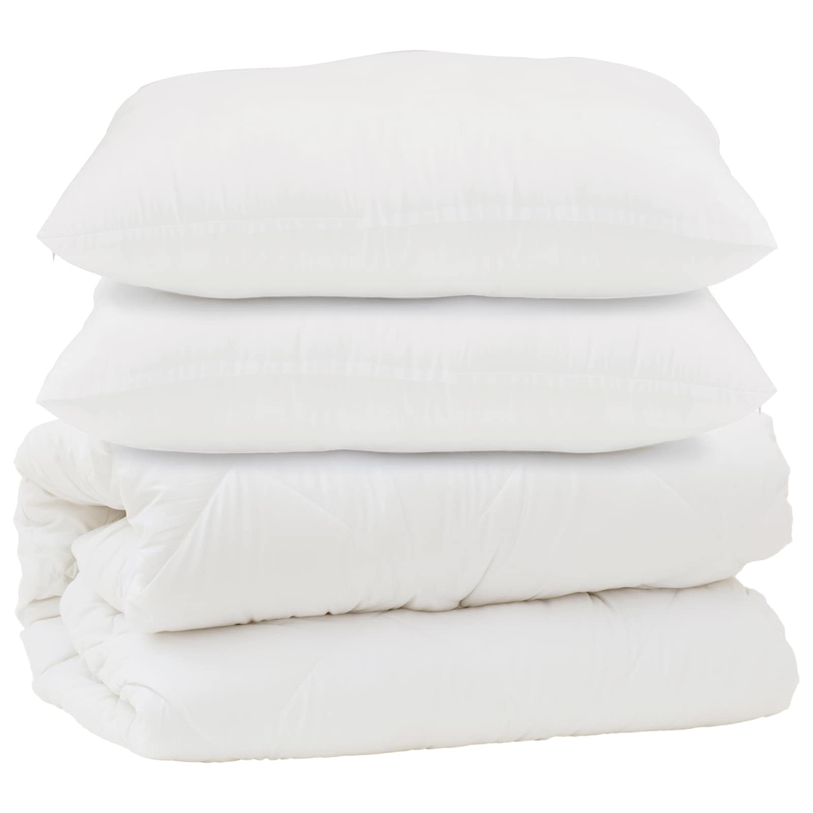 Piumone con cuscino 3 pcs Bianco Microfibra