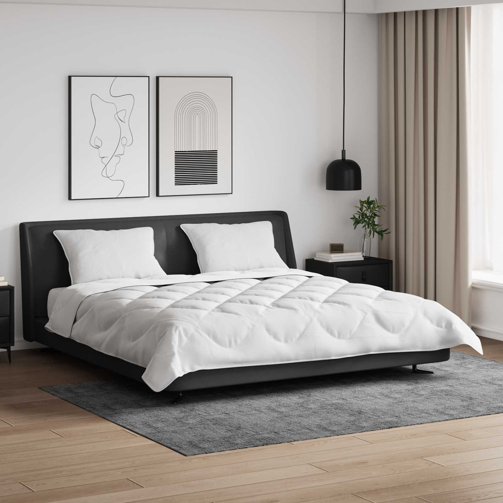 Piumone con cuscino 3 pcs Bianco Microfibra