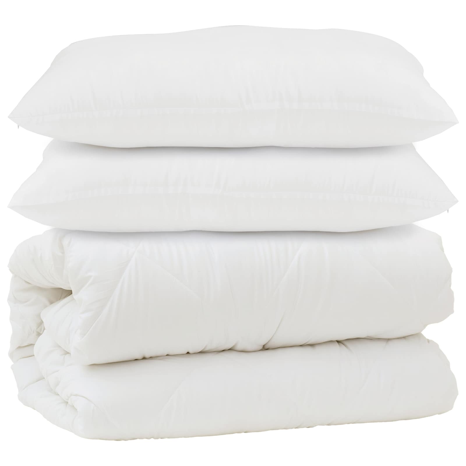 Piumone con cuscino 3 pcs Bianco Microfibra
