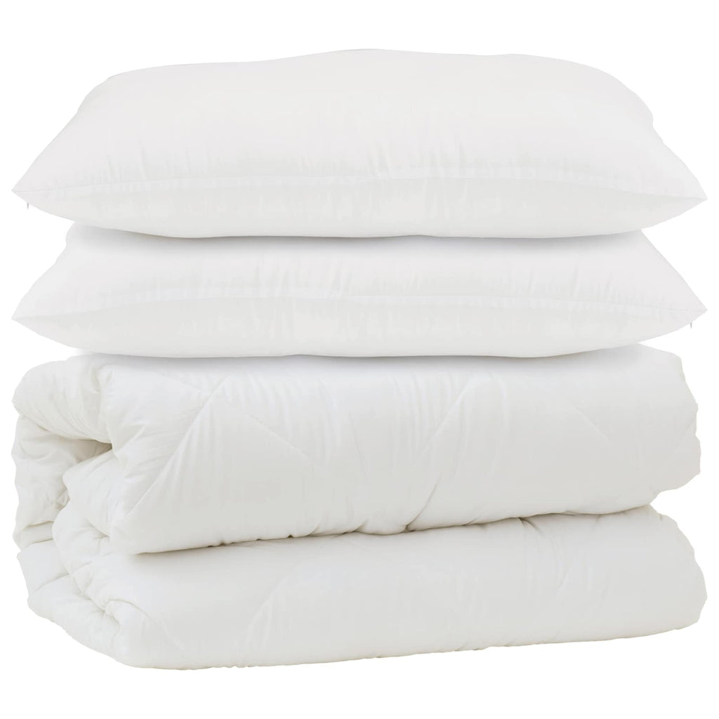 Piumone con cuscino 3 pcs Bianco Microfibra