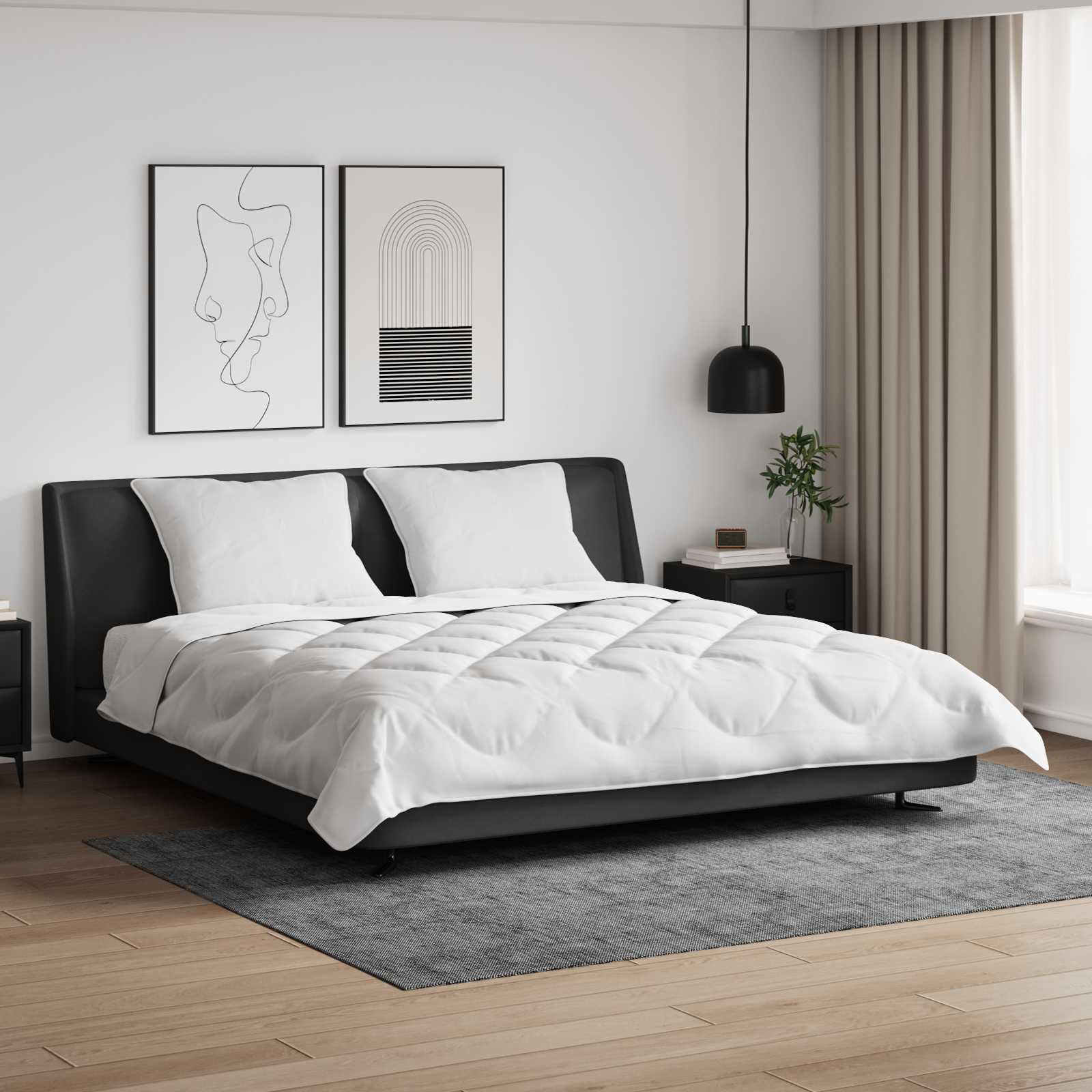 Piumone con cuscino 3 pcs Bianco Microfibra
