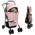 Passeggino pieghevole per animali Rosa 81 x 47 x 99 cm