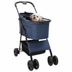 Passeggino pieghevole per animali Blu 81 x 47 x 99 cm