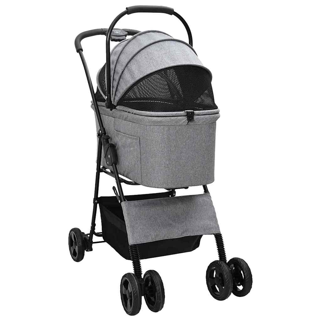 Passeggino pieghevole per animali Grigio 81 x 47 x 99 cm