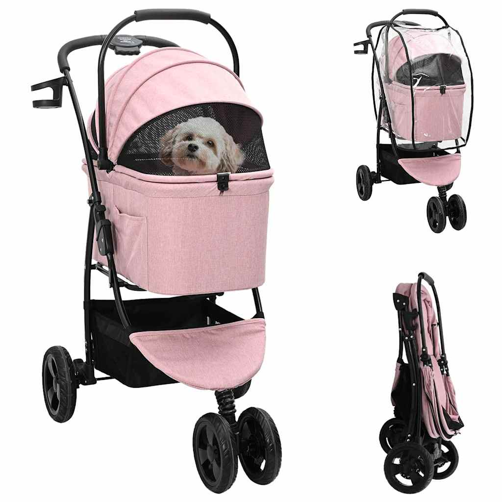 Passeggino pieghevole per animali Rosa 78 x 54 x 101 cm