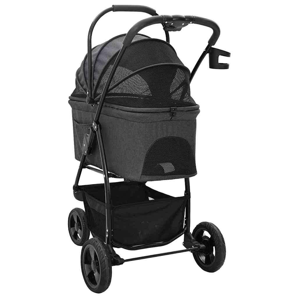 Passeggino pieghevole per animali Nero 78 x 54 x 101 cm