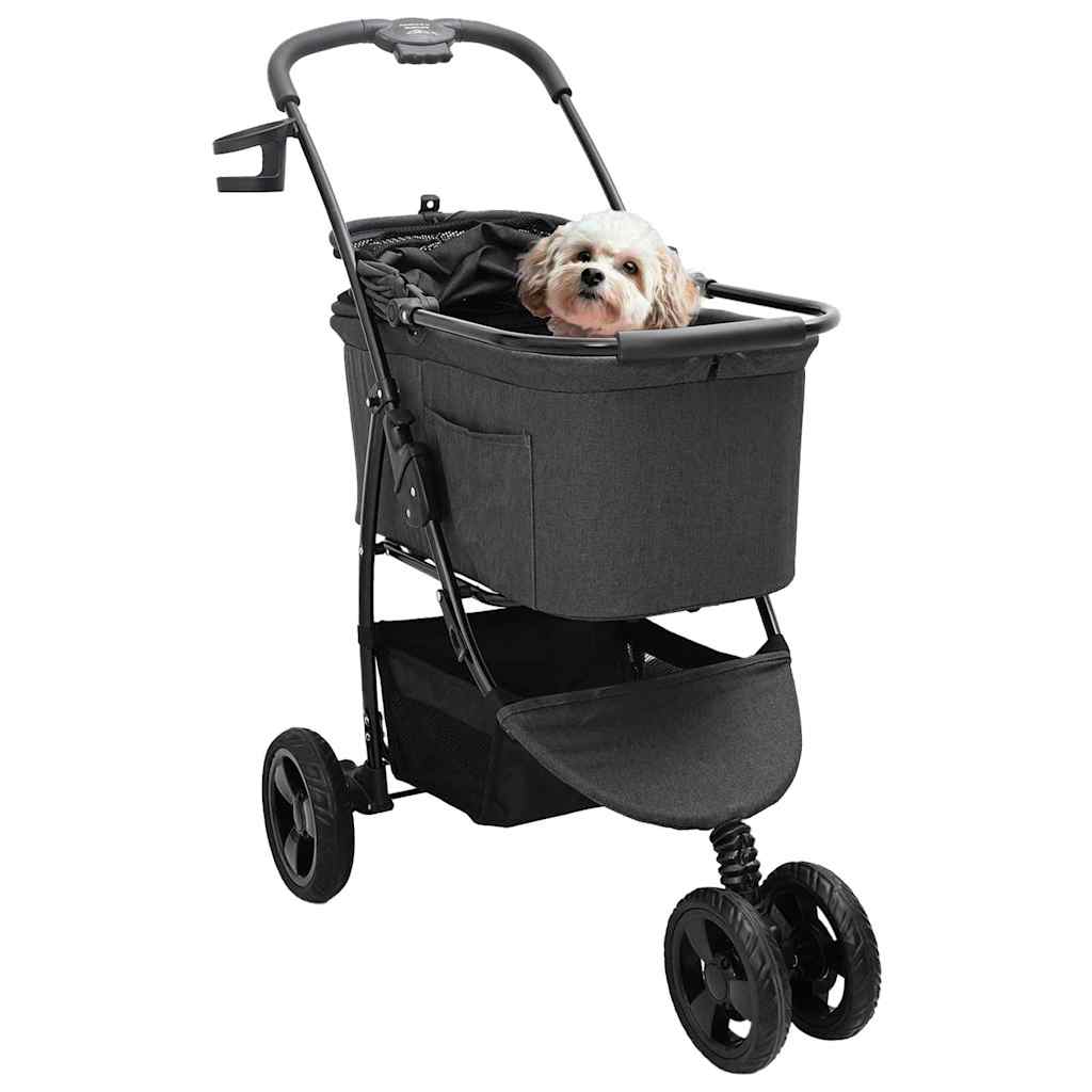 Passeggino pieghevole per animali Nero 78 x 54 x 101 cm