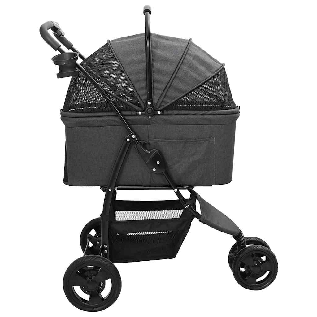 Passeggino pieghevole per animali Nero 78 x 54 x 101 cm