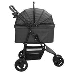 Passeggino pieghevole per animali Nero 78 x 54 x 101 cm