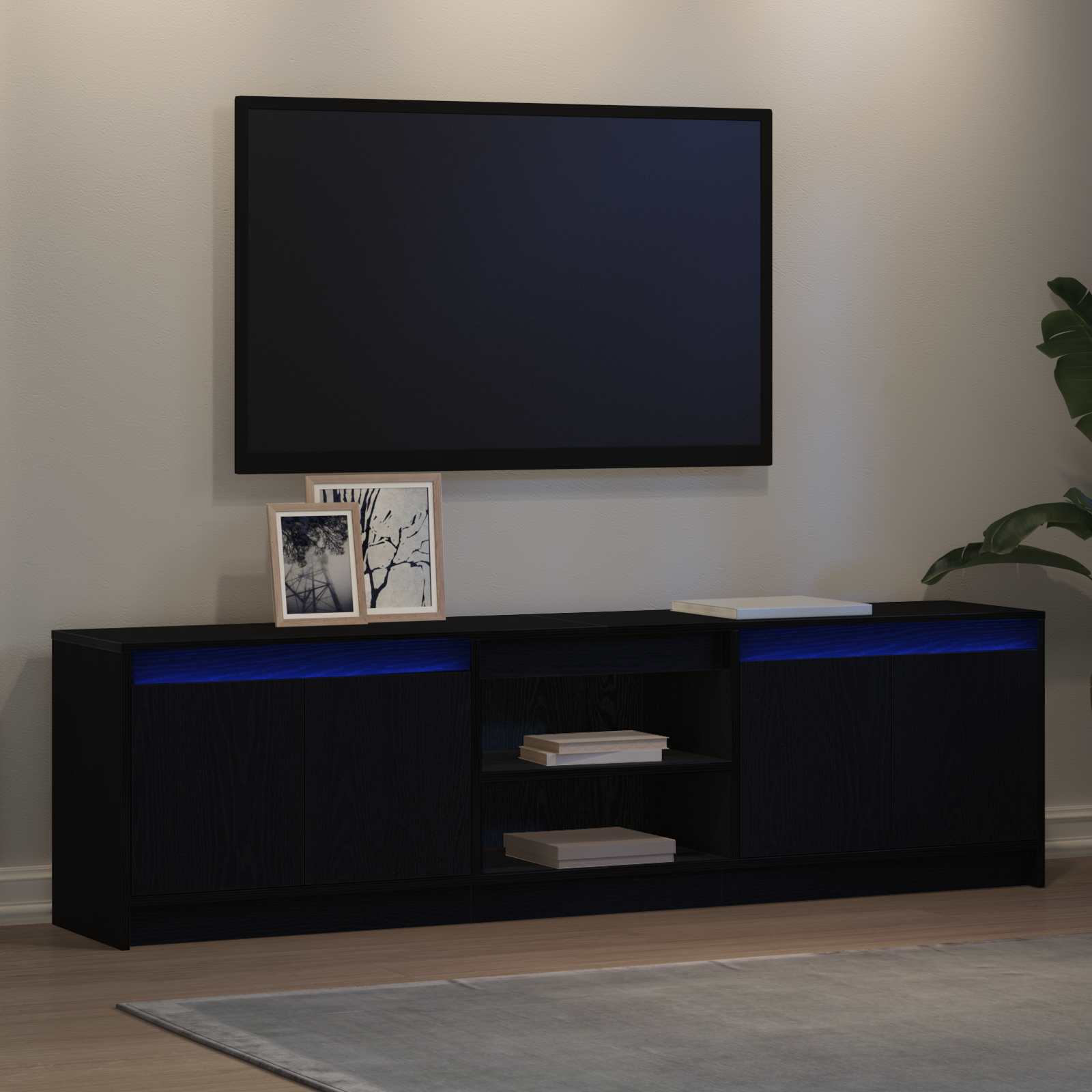 Unità TV 2 pcs Nero 180 x 34 x 50 cm Legno multistrato