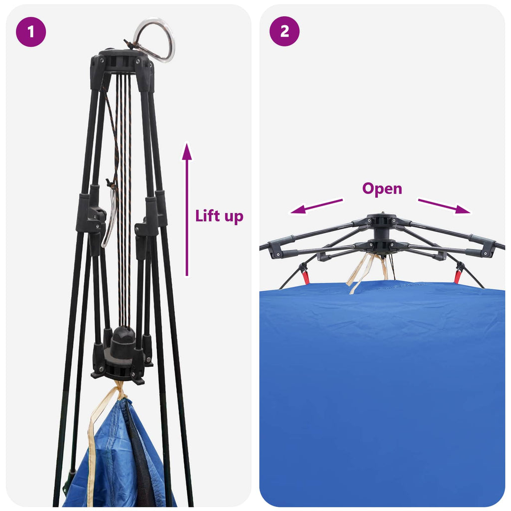 Tenda istantanea per 4 persone con rilascio rapido Blu Azzurro