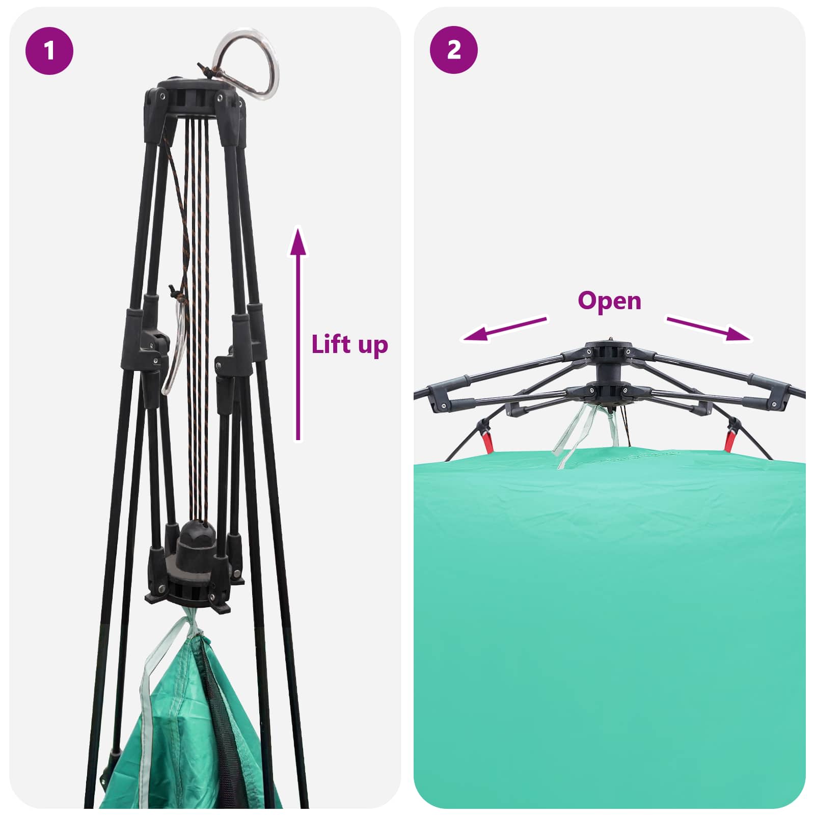 Tenda istantanea per 4 persone con rilascio rapido Verde Mare