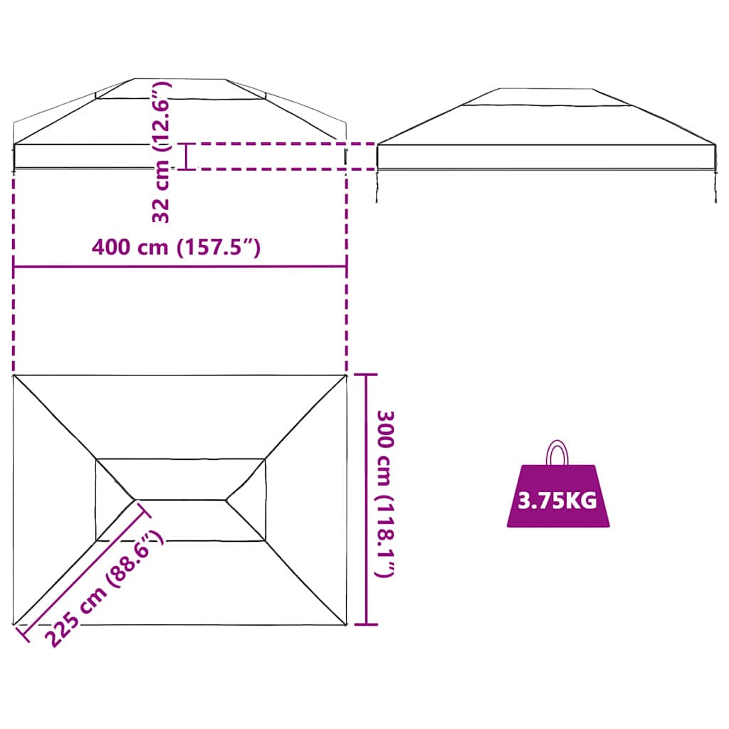 Sostituzione Copertura Gazebo Trasparente 400 x 300 x 32 cm PVC