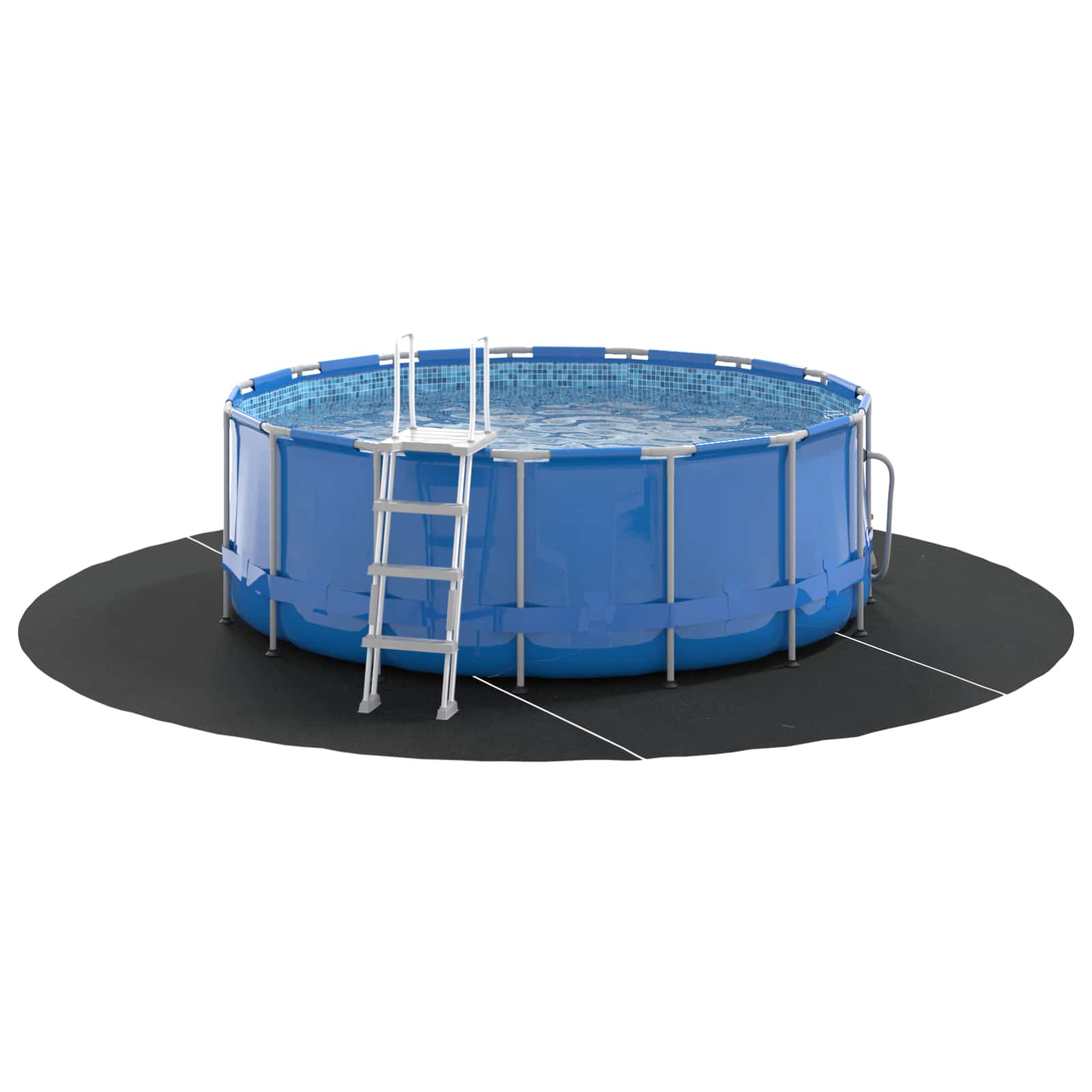 Telo per Fondo Piscina Nero Ø 306 cm Tessuto Non Tessuto