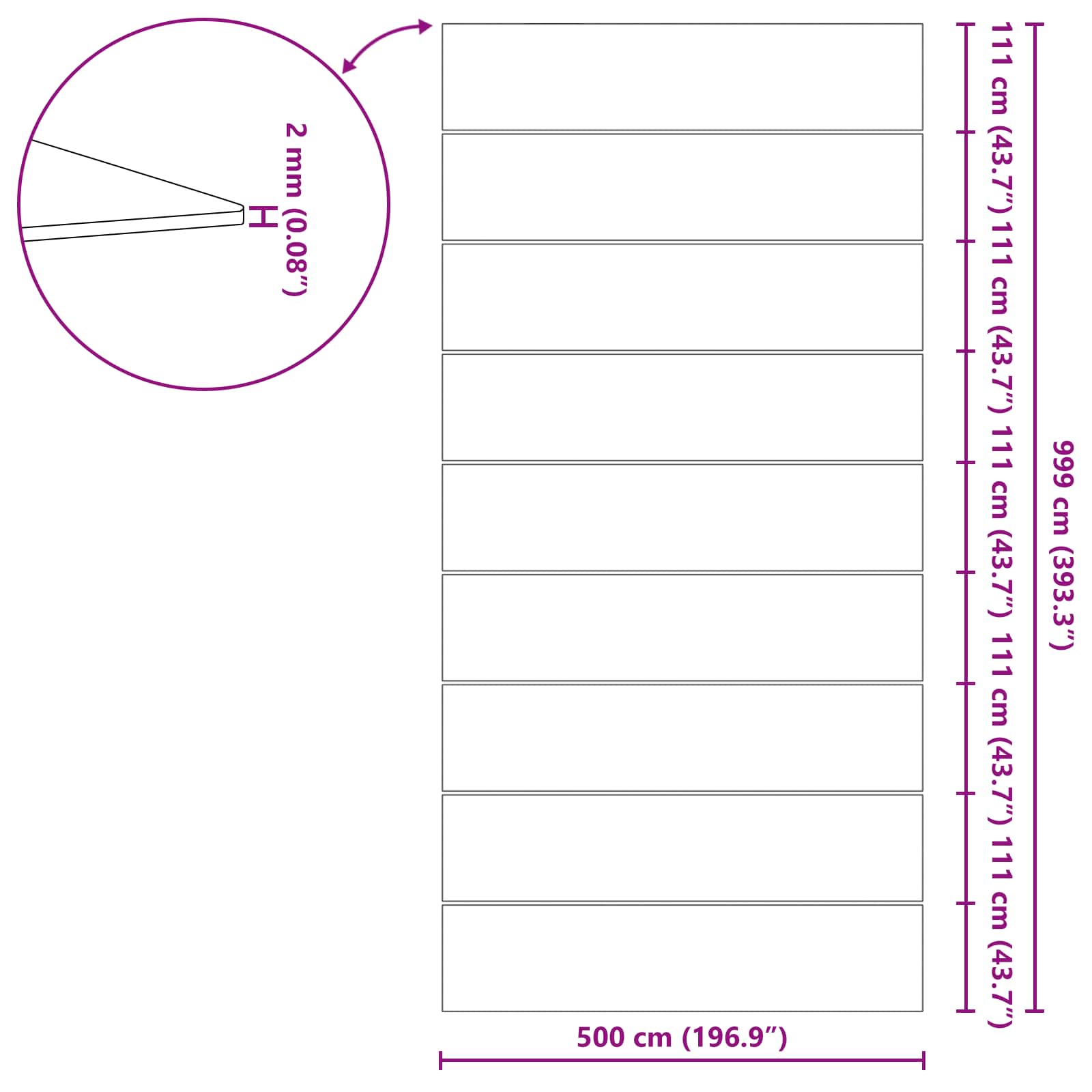 Telo per Fondo Piscina Regolabile Nero 999 x 500 x 0,1 cm