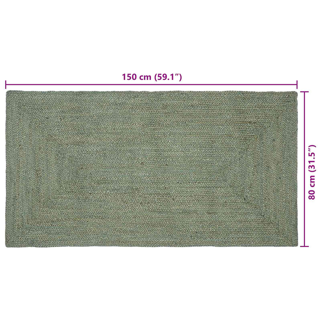 Tappeti per area Rettangolare Verde Oliva 80 x 150 cm Juta