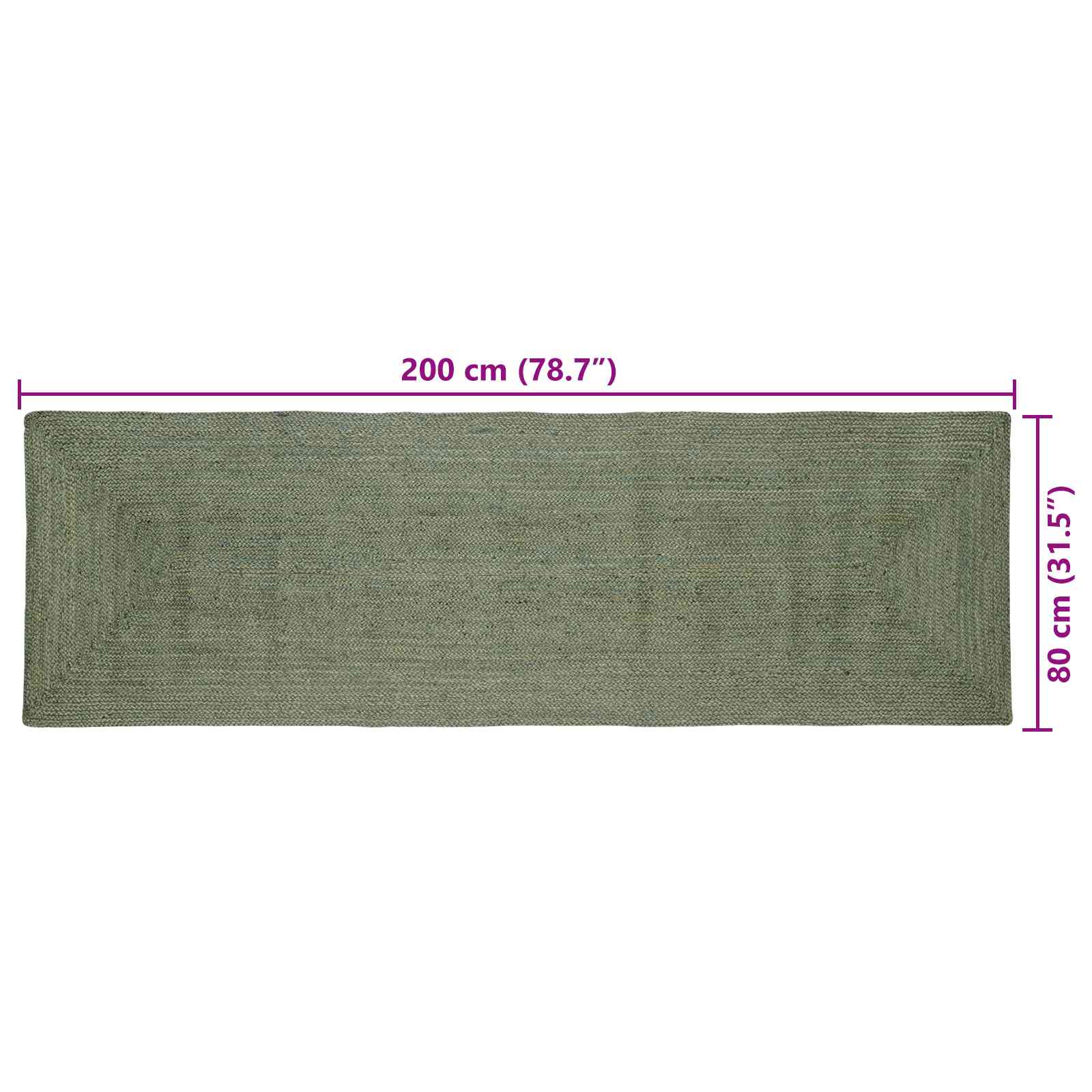 Tappeti per area Rettangolare Verde Oliva 80 x 200 cm Juta