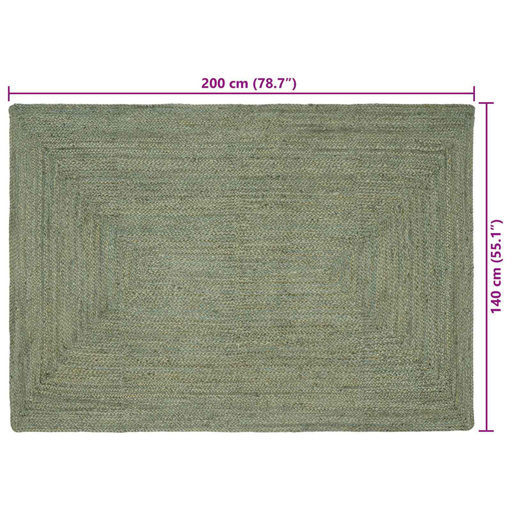 Tappeti per area Rettangolare Verde Oliva 140 x 200 cm Juta