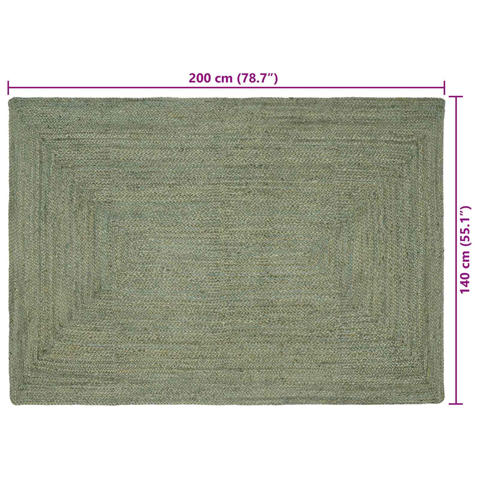 Tappeti per area Rettangolare Verde Oliva 140 x 200 cm Juta