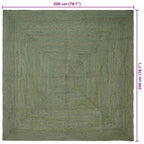 Tappeti per area Quadrato Verde Oliva 200 x 200 cm Juta