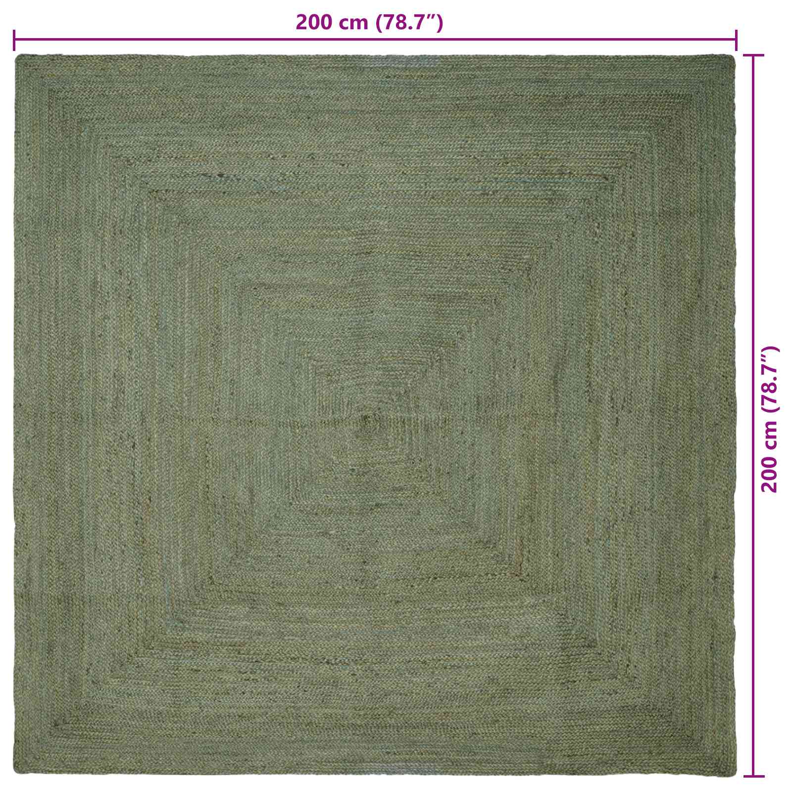 Tappeti per area Quadrato Verde Oliva 200 x 200 cm Juta