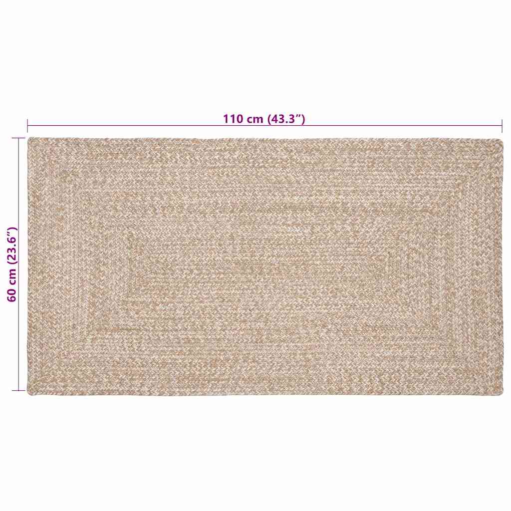 Tappeti per area Naturale e Bianco 60 x 110 cm Juta