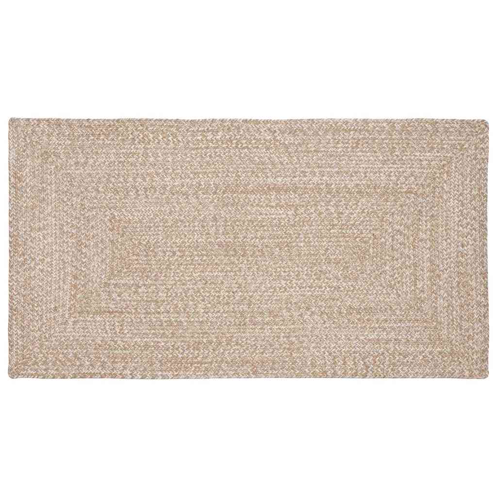Tappeti per area Naturale e Bianco 80 x 150 cm Juta