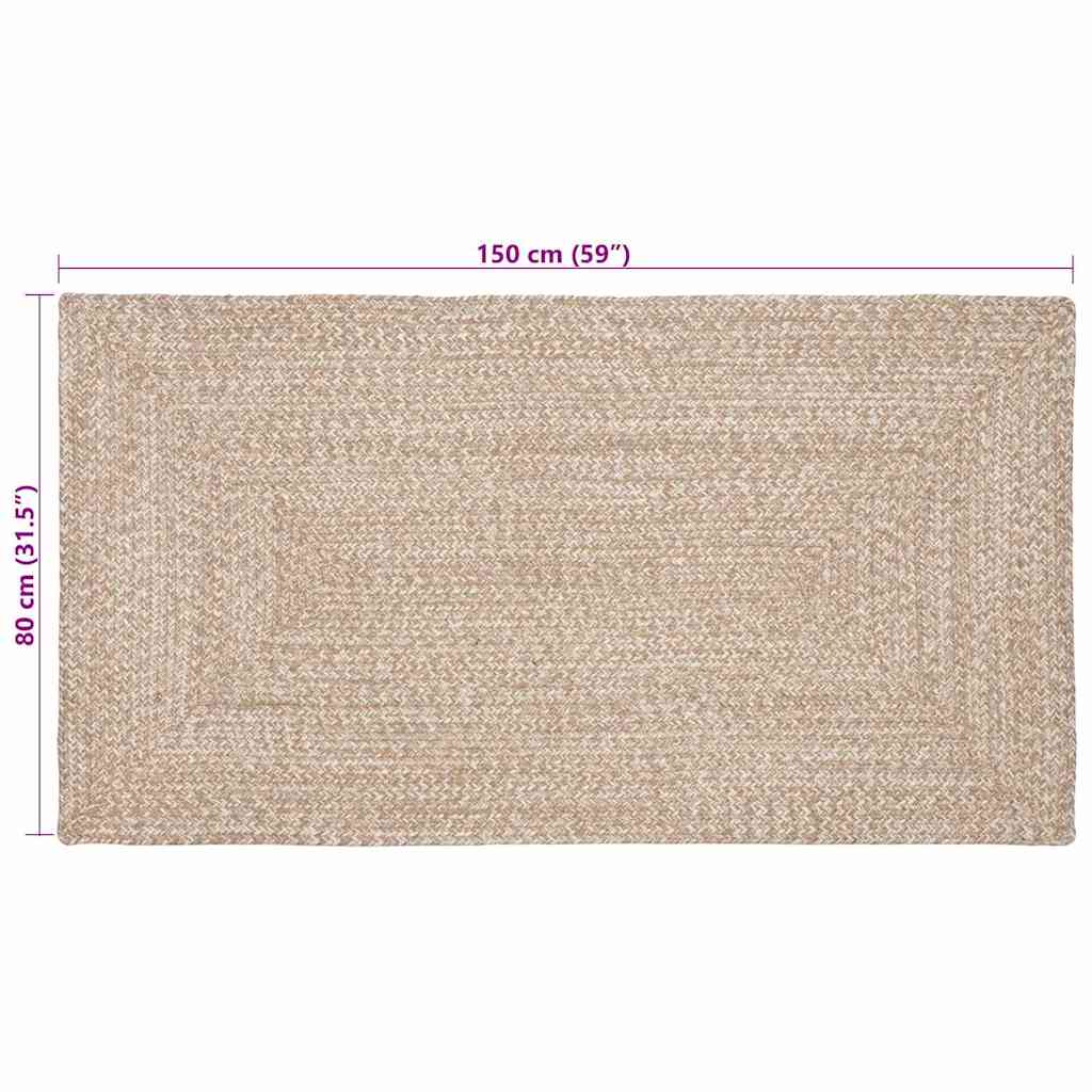 Tappeti per area Naturale e Bianco 80 x 150 cm Juta