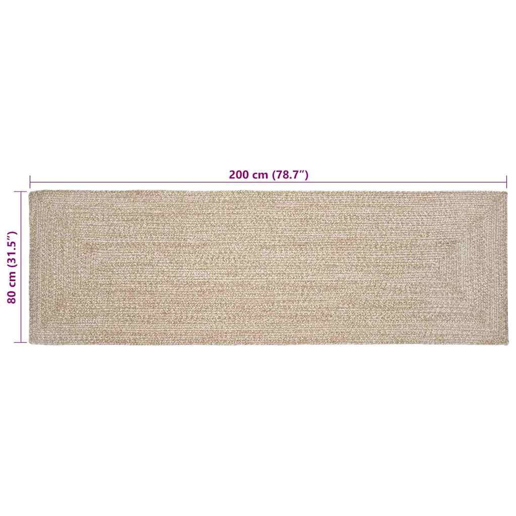 Tappeti per area Naturale e Bianco 80 x 200 cm Juta