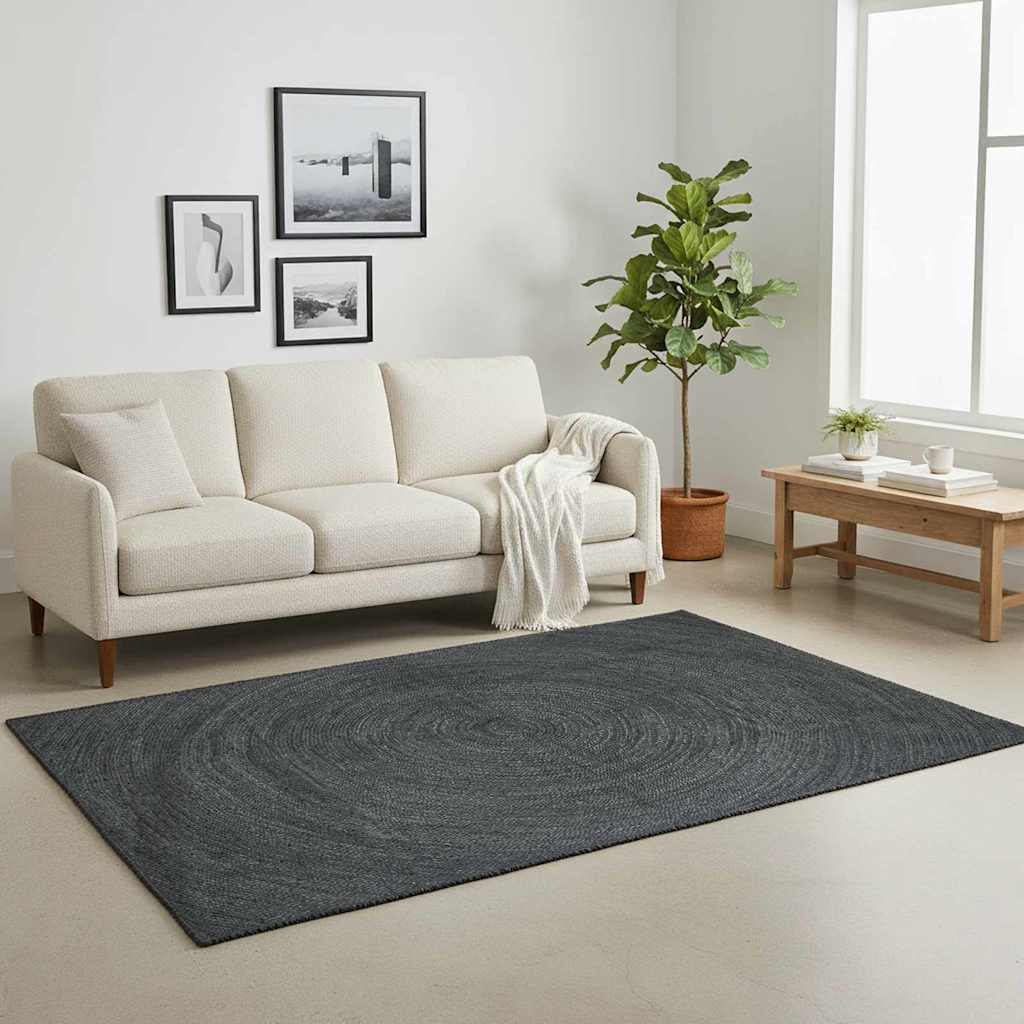 Tappeti per area Grigio Scuro 120 x 170 cm Juta