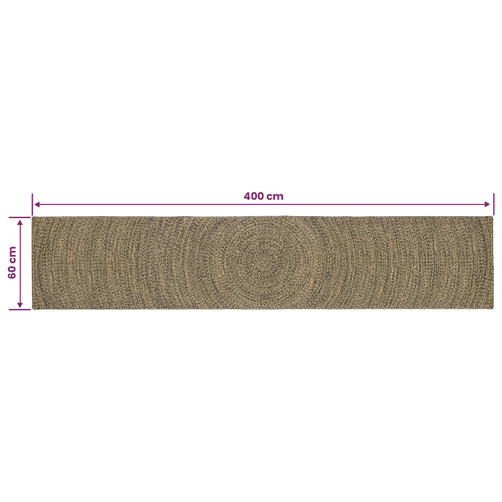 Tappeti per area Naturale e Nero 60 x 400 cm Juta