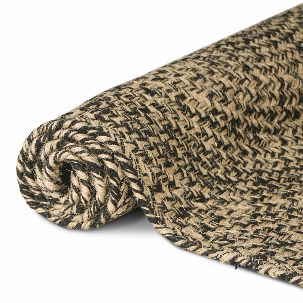 Tappeti per area Naturale e Nero 80 x 200 cm Juta
