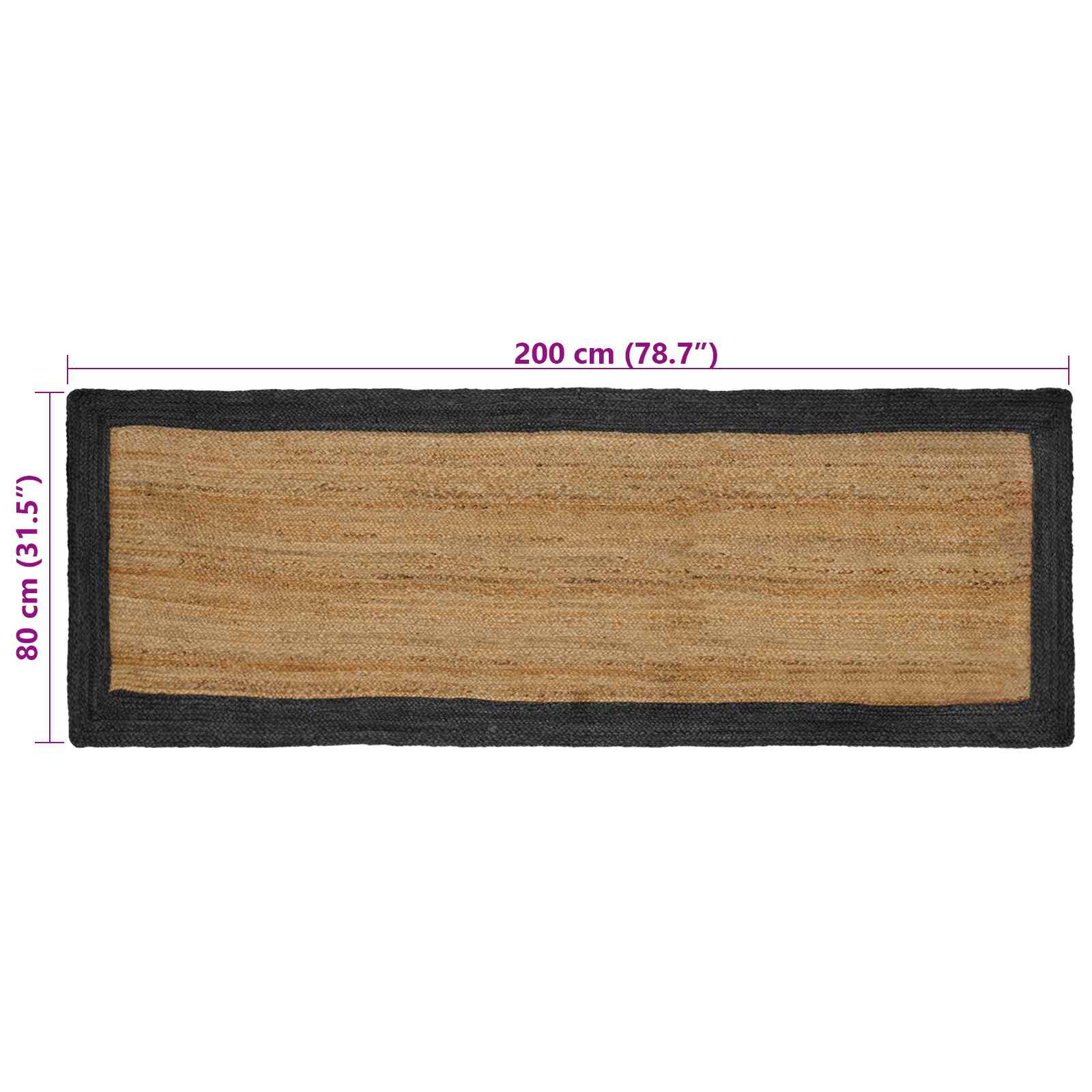 Tappeti per area Grigio Scuro 80 x 200 cm Juta