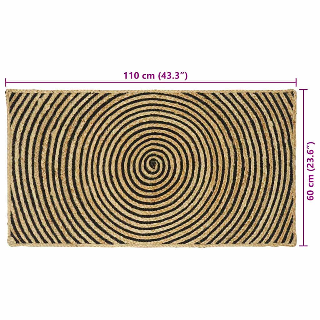 Tappeti per area Nero 60 x 110 cm Juta