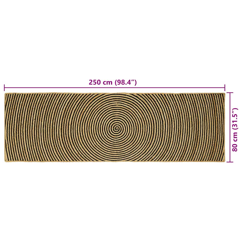 Tappeti per area Nero 80 x 250 cm Juta