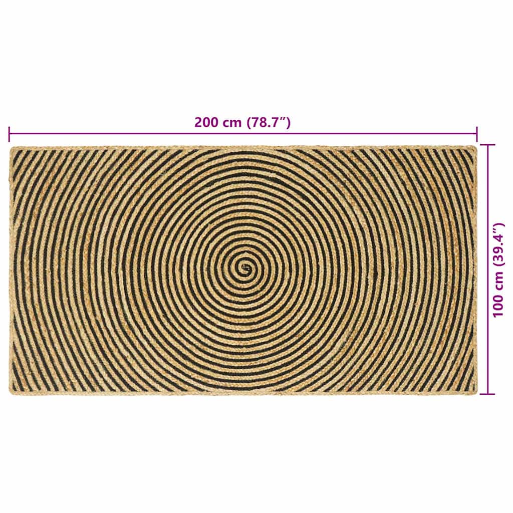 Tappeti per area Nero 100 x 200 cm Juta