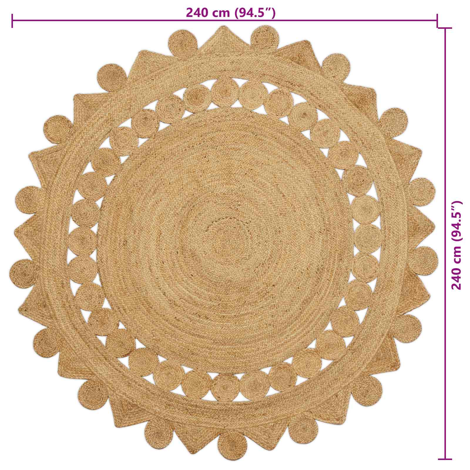 Tappeti per area Naturale Ø 240 cm Juta