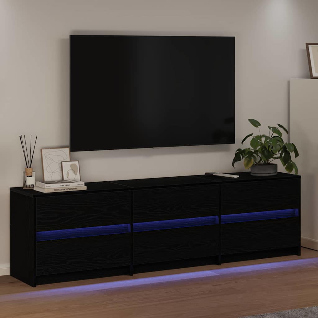 Unità TV 2 pcs Rovere Nero 180 x 34 x 50 cm Legno multistrato