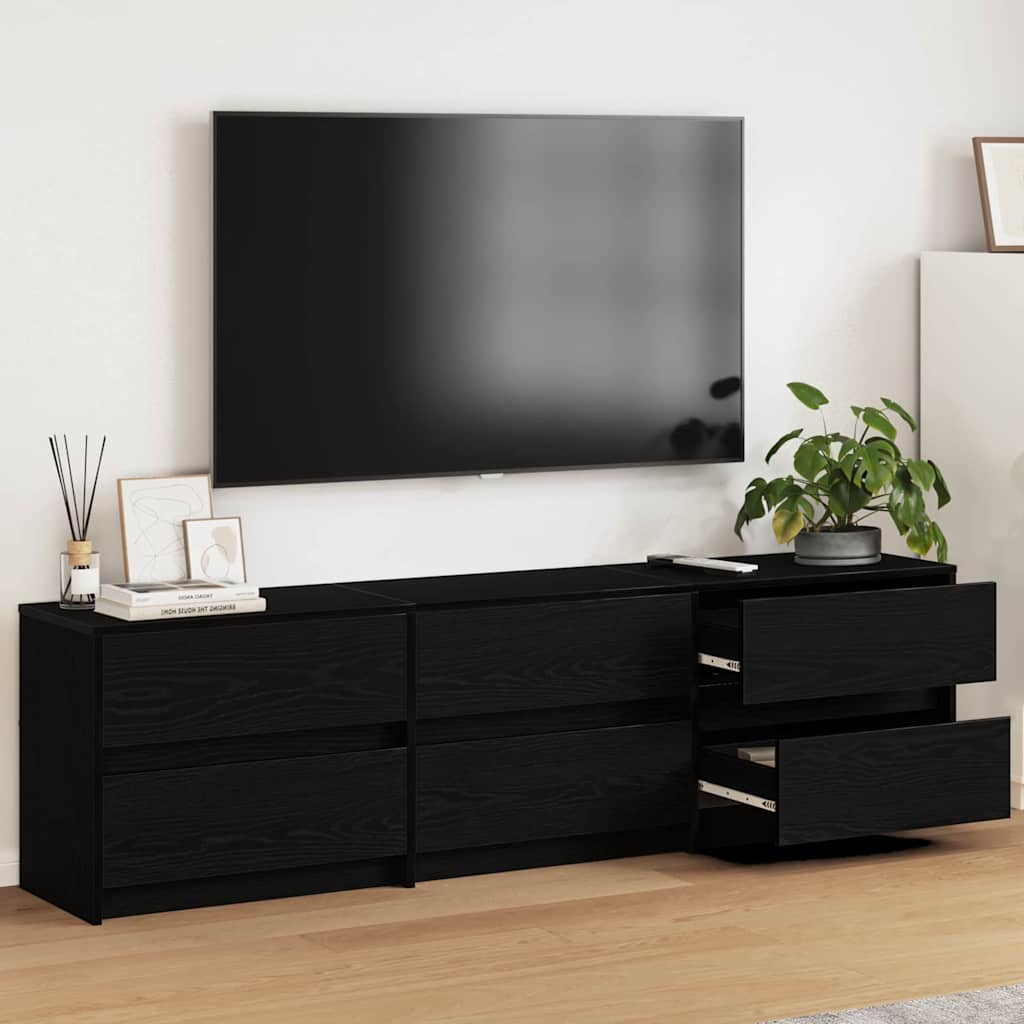 Unità TV 2 pcs Rovere Nero 180 x 34 x 50 cm Legno multistrato