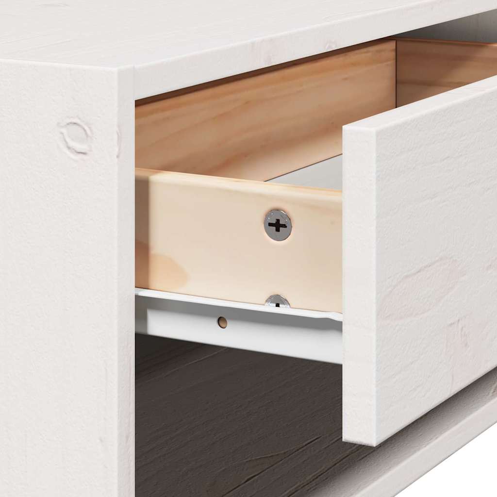 Comodino Bianco 50 x 32,5 x 24 cm Legno di pino massello