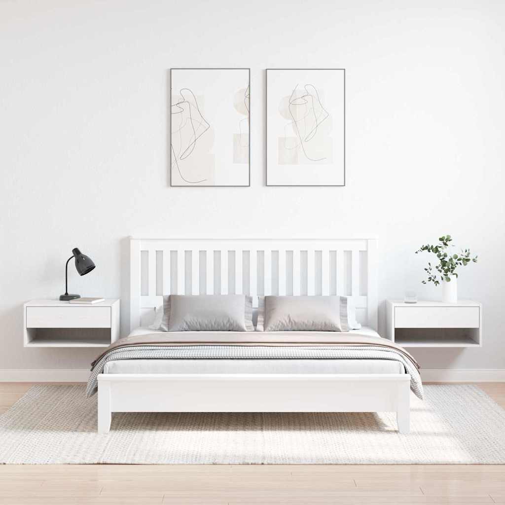 Comodino 2 pcs Bianco 50 x 32,5 x 24 cm Legno di pino massello