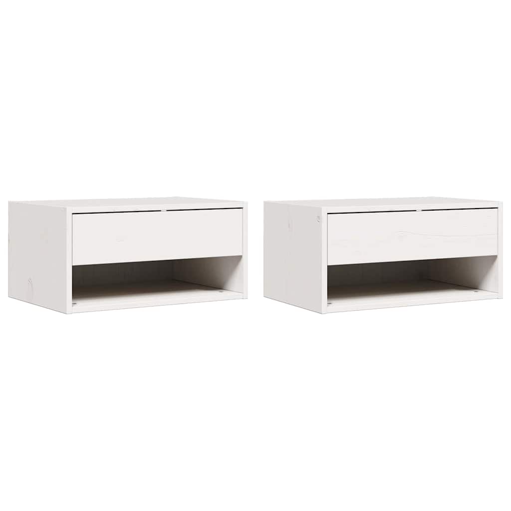 Comodino 2 pcs Bianco 50 x 32,5 x 24 cm Legno di pino massello