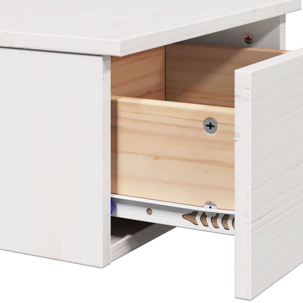 Comodino Bianco 37 x 35 x 18,5 cm Legno di pino massello