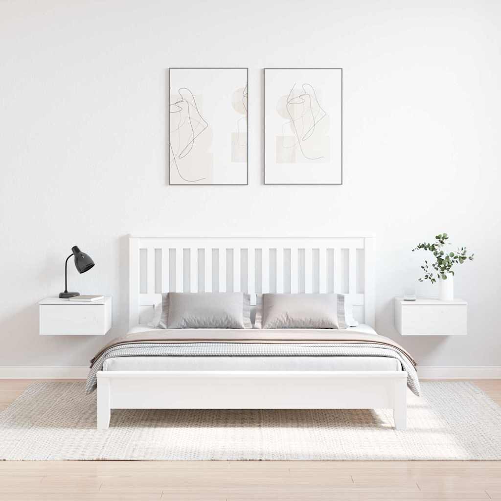 Comodino 2 pcs Bianco 37 x 35 x 18,5 cm Legno di pino massello