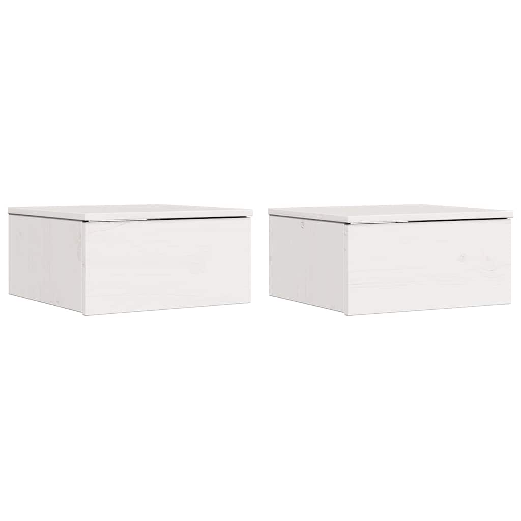 Comodino 2 pcs Bianco 37 x 35 x 18,5 cm Legno di pino massello