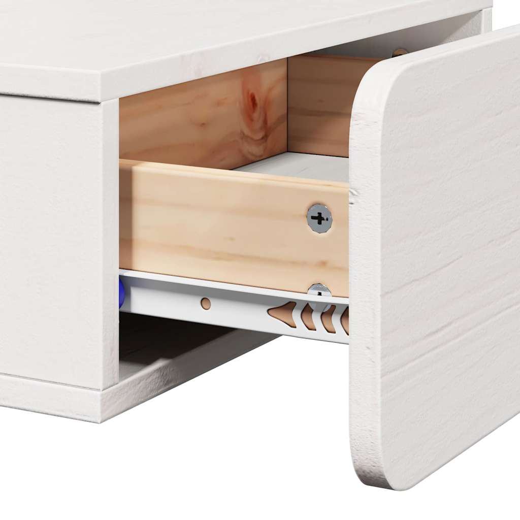 Comodino Bianco 44 x 32,5 x 40 cm Legno di pino massello